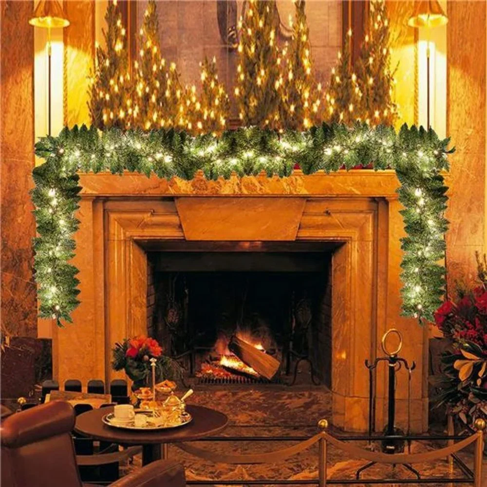 9Ft Artificial Christmas Garland Prelit w/ 50 Count Light, Christmas Decorations